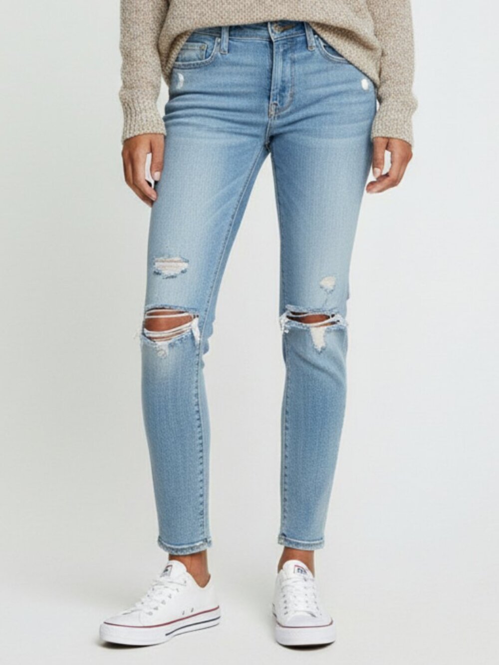 Good American Distressed Good Legs Straight Legs Jeans